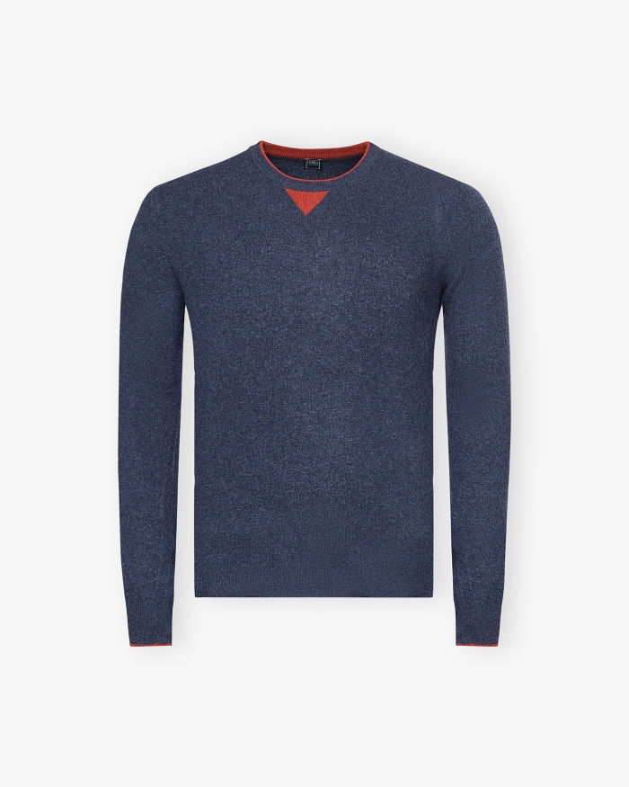 FEDELI Fedeli - Round neck wool and cashmere - Navy