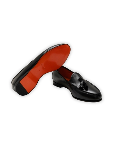 Santoni - Goodyear leather tassel loafer - Black