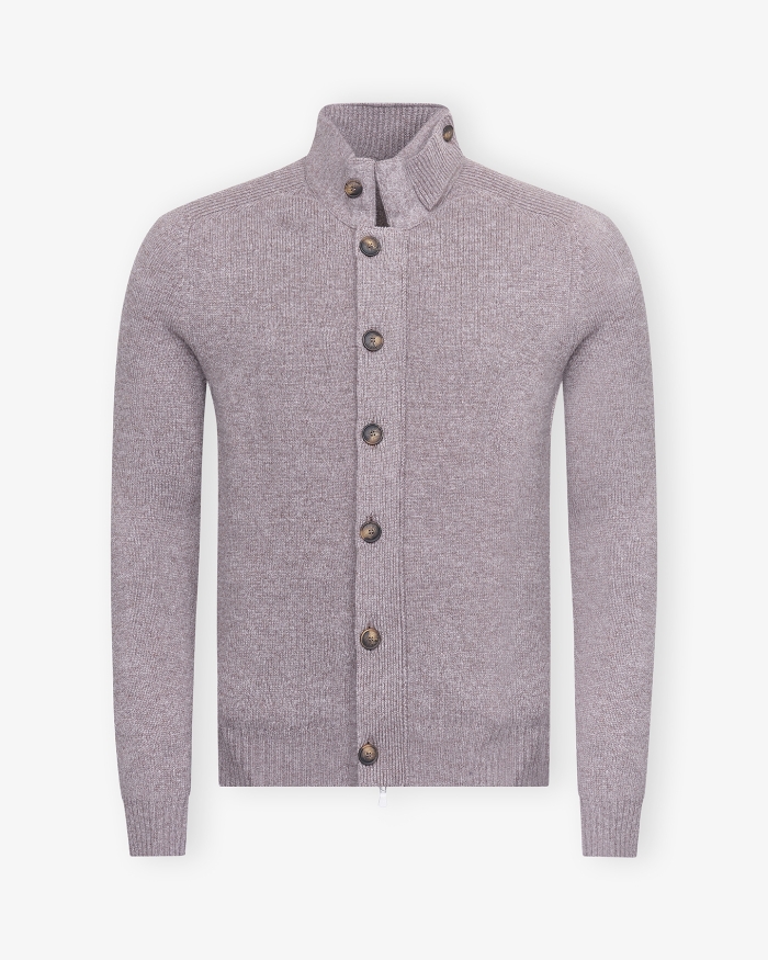 LES HOMMES D'AMSTERDAM LHDA - Vest virgin wool with zipper and buttons - Greige