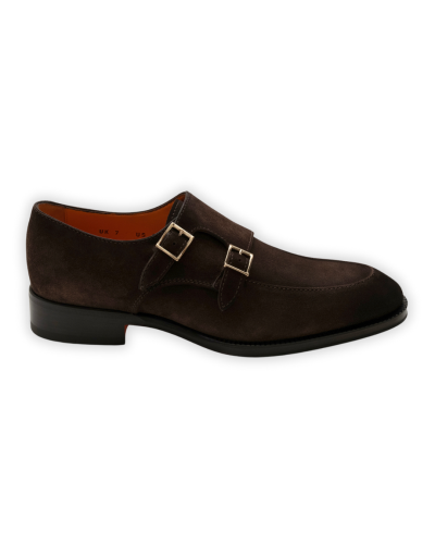 Santoni - Calf suede double buckle - Brown