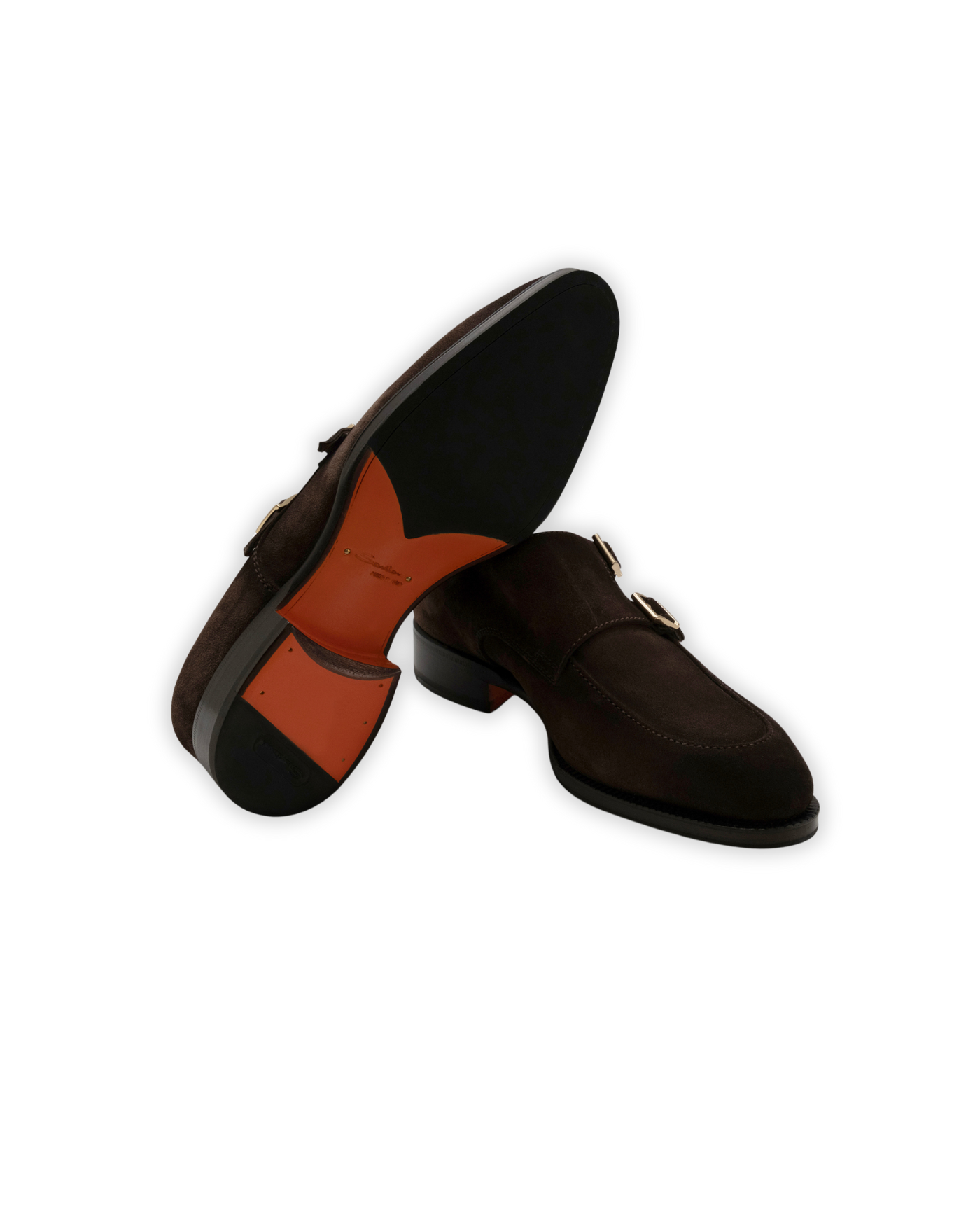 Santoni - Calf suede double buckle - Brown