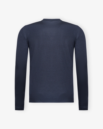 Kiton - Jersey round neck - Cashmere silk - Navy