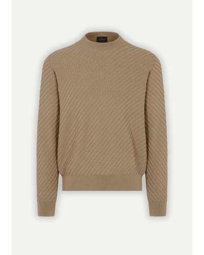 Brioni - Round neck cotton silk and cashmere - Taupe