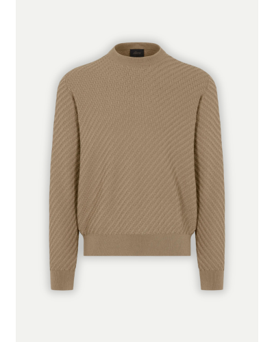 Brioni - Round neck cotton silk and cashmere - Taupe