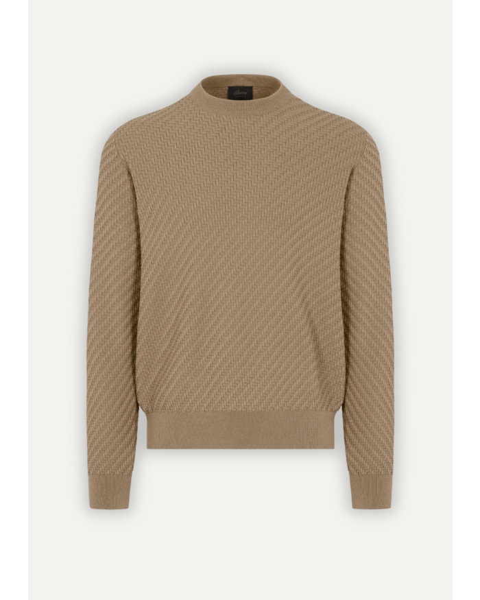 BRIONI Brioni - Round neck cotton silk and cashmere - Taupe