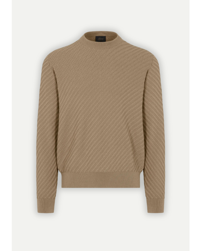 BRIONI Brioni - Round neck cotton silk and cashmere - Taupe