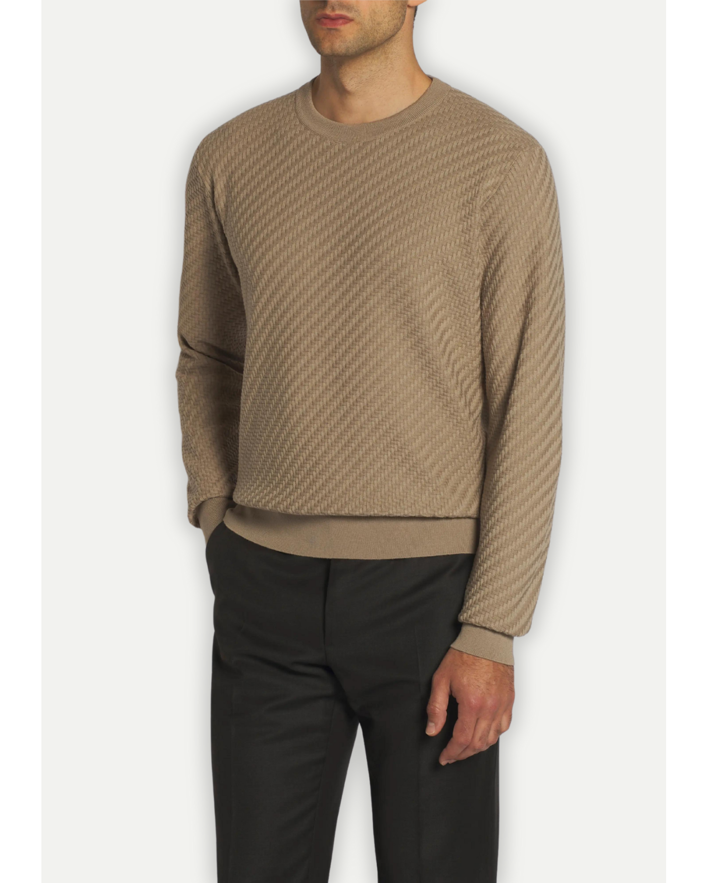 Brioni - Round neck cotton silk and cashmere - Taupe