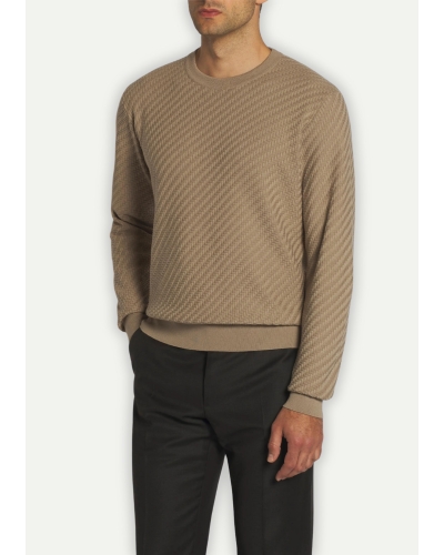Brioni - Round neck cotton silk and cashmere - Taupe