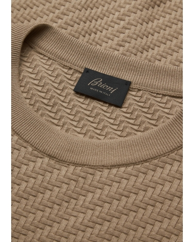 Brioni - Round neck cotton silk and cashmere - Taupe