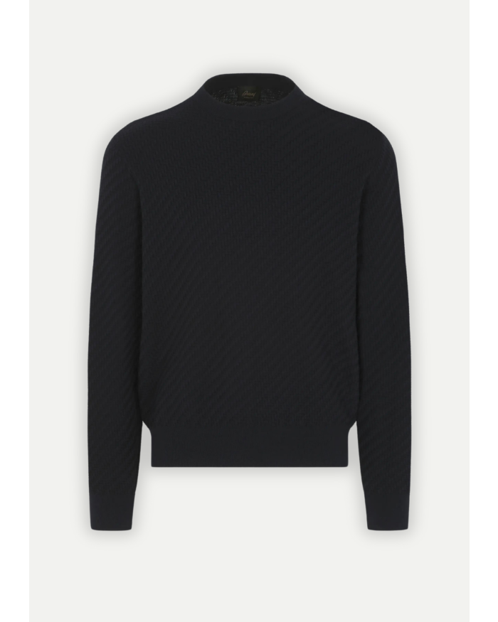 BRIONI Brioni - Round neck cotton silk and cashmere - Navy