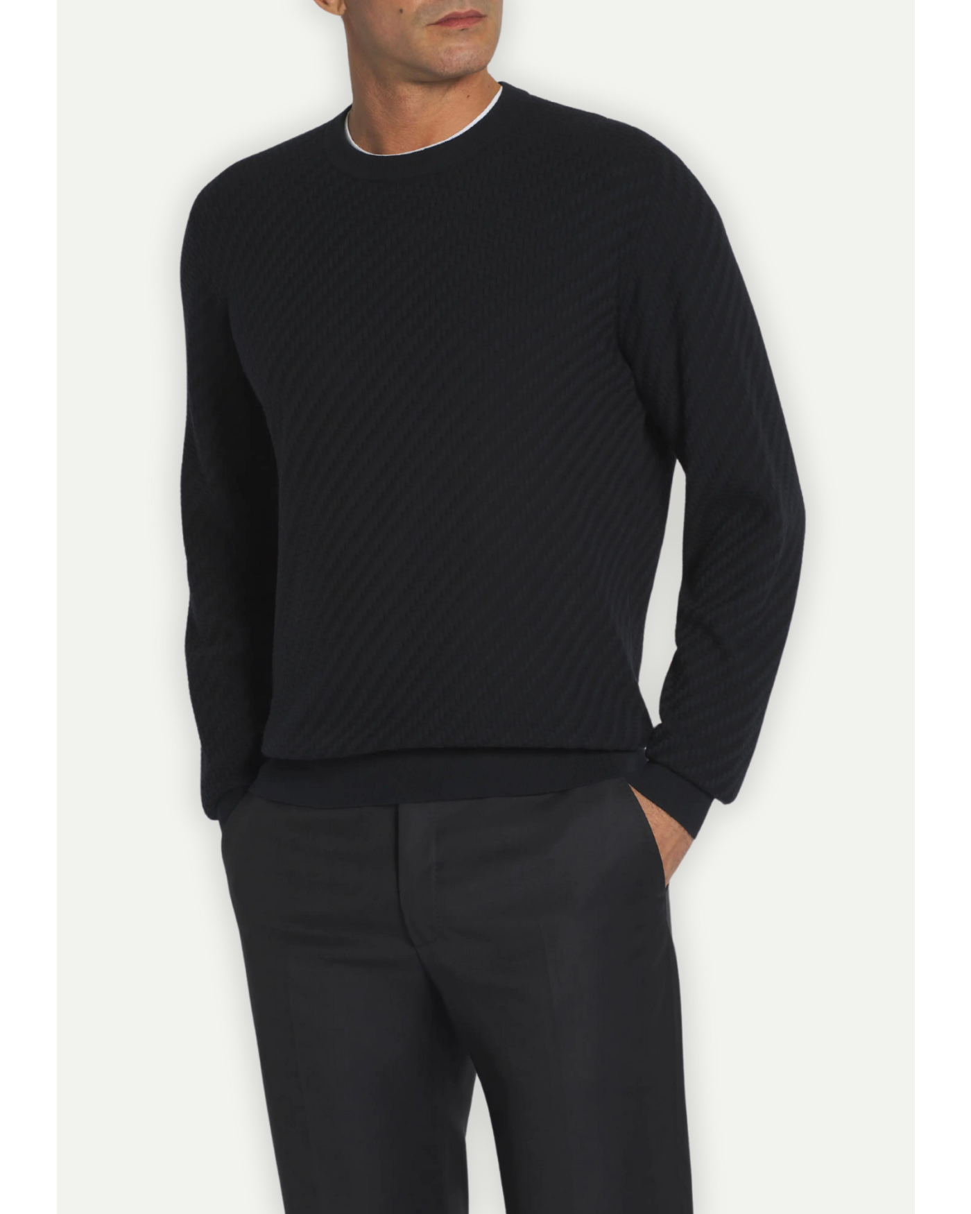 Brioni - Round neck cotton silk and cashmere - Navy