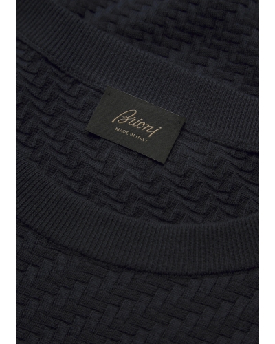 Brioni - Round neck cotton silk and cashmere - Navy