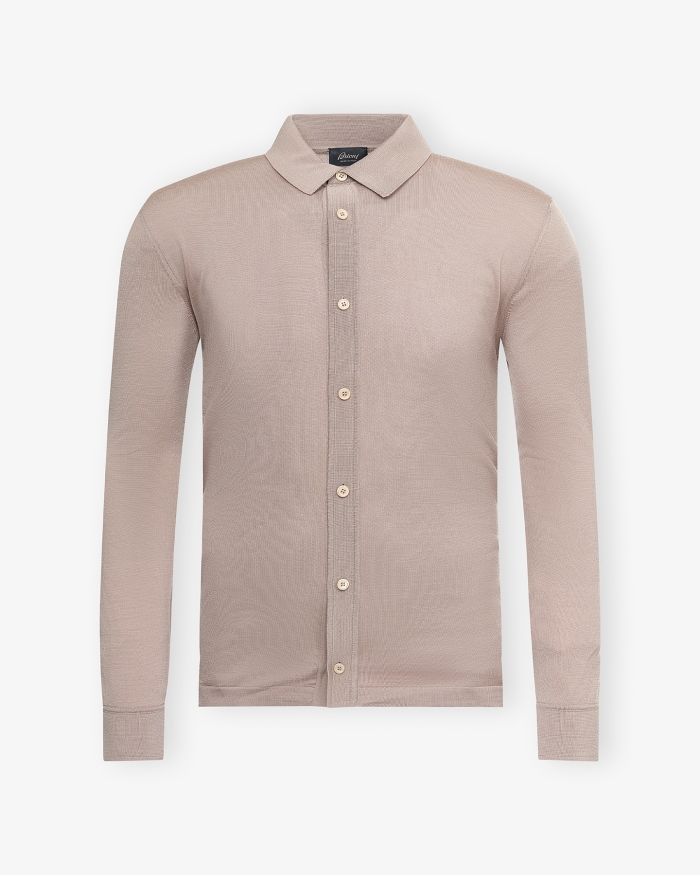 BRIONI Brioni - Polo shirt long sleeve - Wool - Beige