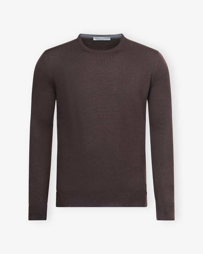 LES HOMMES D'AMSTERDAM LHDA - Round neck virgin wool - Brown