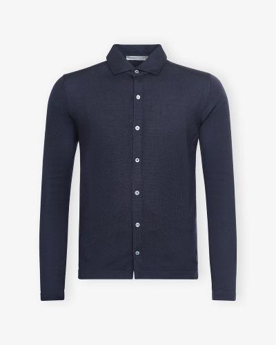 LHDA - Polo shirt long sleeve - Virgin wool - Navy