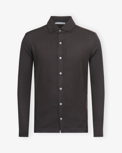 LHDA - Polo shirt long sleeve - Virgin wool - Brown