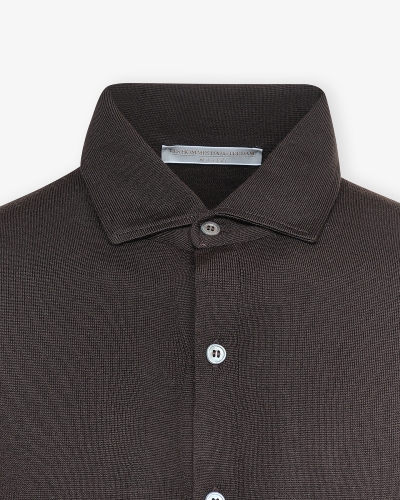 LHDA - Polo shirt long sleeve - Virgin wool - Brown