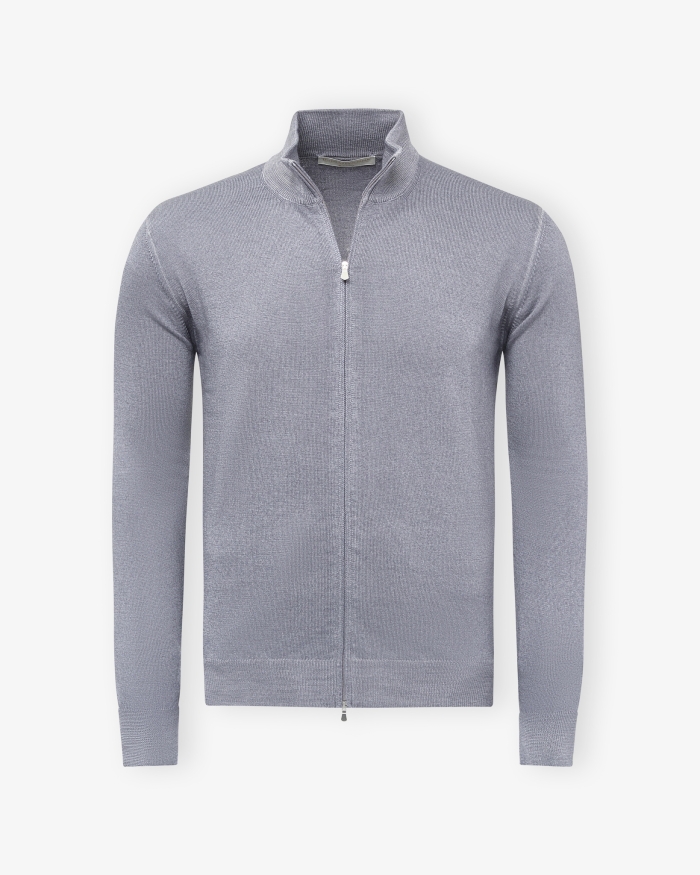 LES HOMMES D'AMSTERDAM LHDA - Vest full zip - Virgin wool - Washed grey