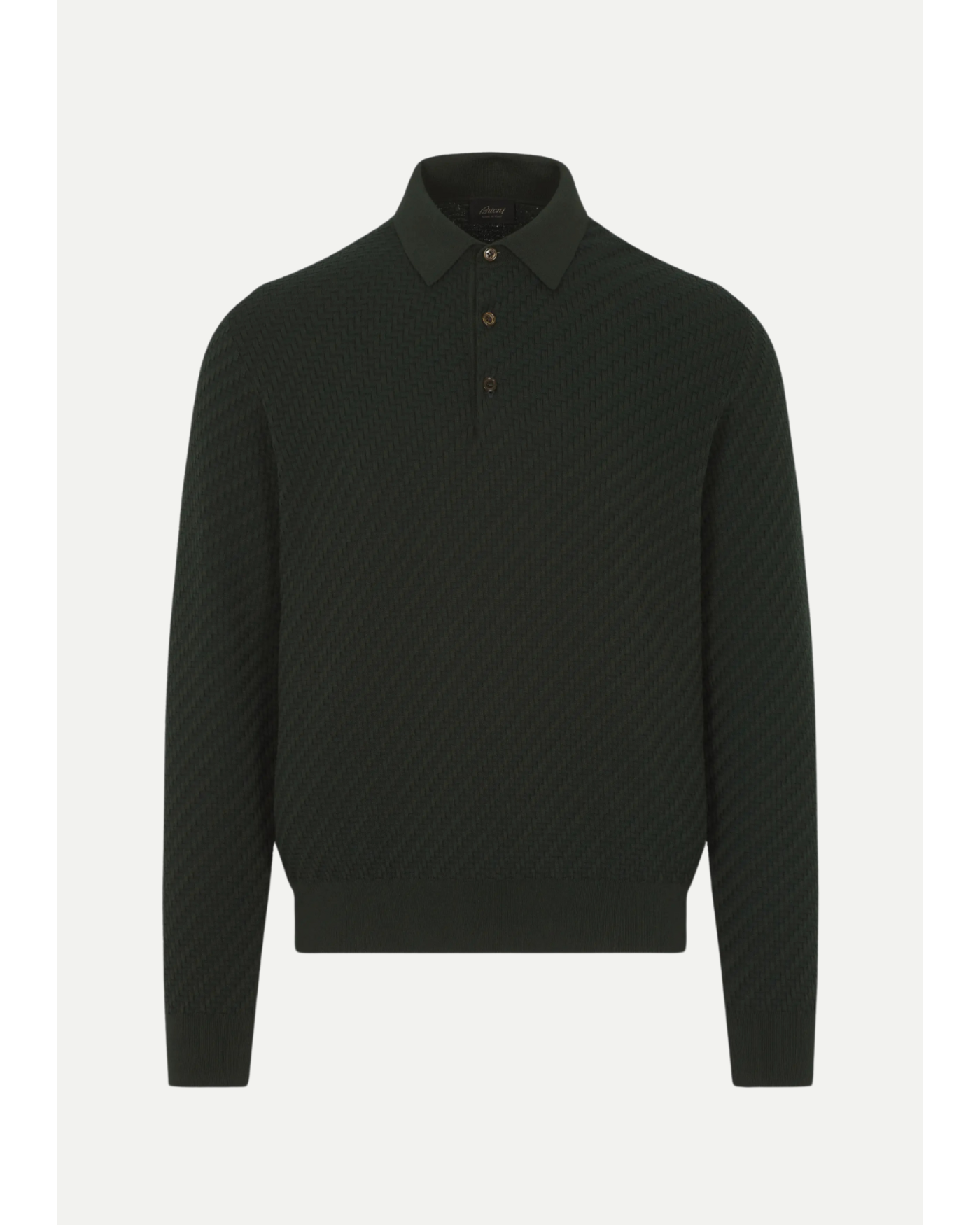 Brioni - Polo long sleeve - Cotton silk cashmere - Green
