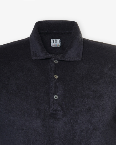 Fedeli - Terry cloth - Polo short sleeve - Navy