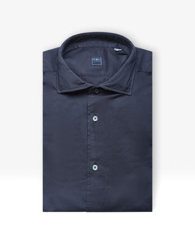 Fedeli - Shirt whisper cotton stretch - Navy