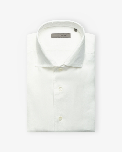 Corneliani - Shirt one piece collar - Linen - White