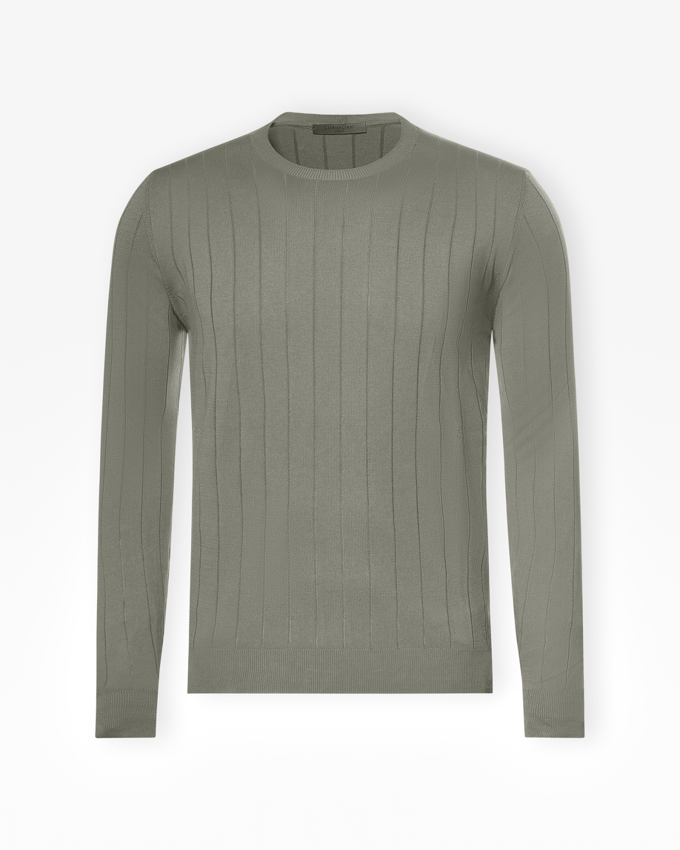 Corneliani - Round neck cotton long sleeve - Olive