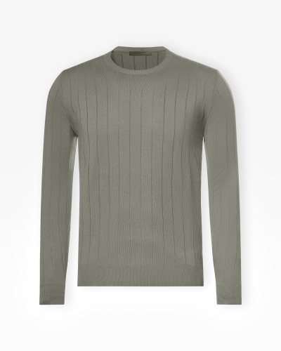 Corneliani - Round neck cotton long sleeve - Olive