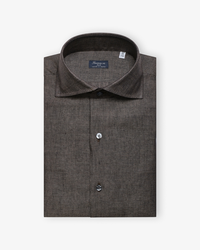 FINAMORE Finamore - Shirt Eduardo Napoli - Linen Brown