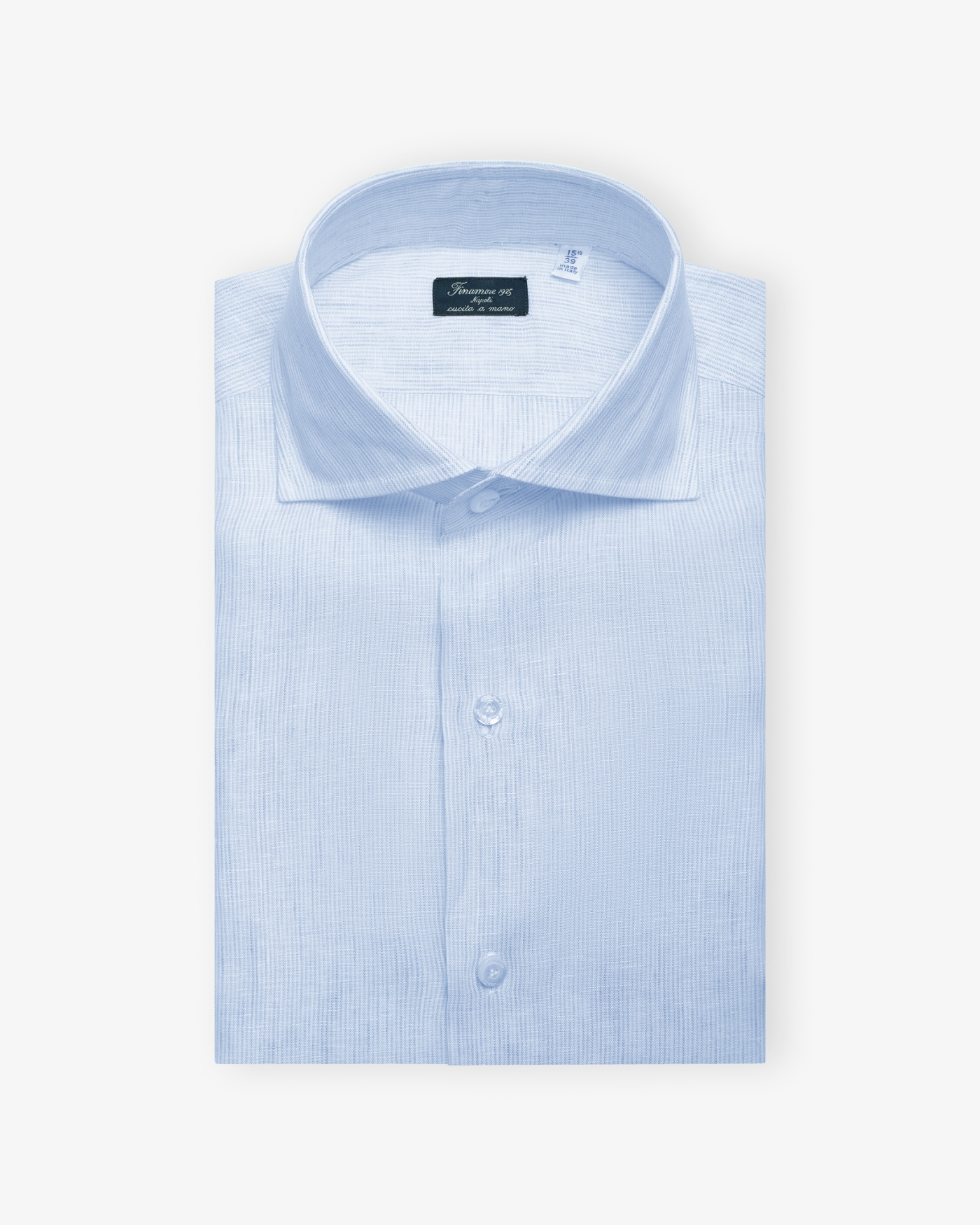 Finamore - Shirt Eduardo Napoli - Linen blue thin stripes