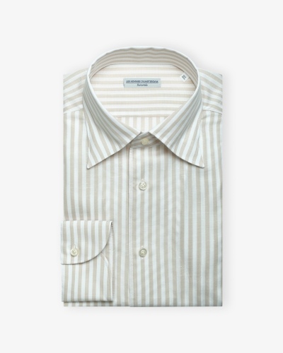 LHDA x Albini - Shirt cotton linen - Stripes taupe
