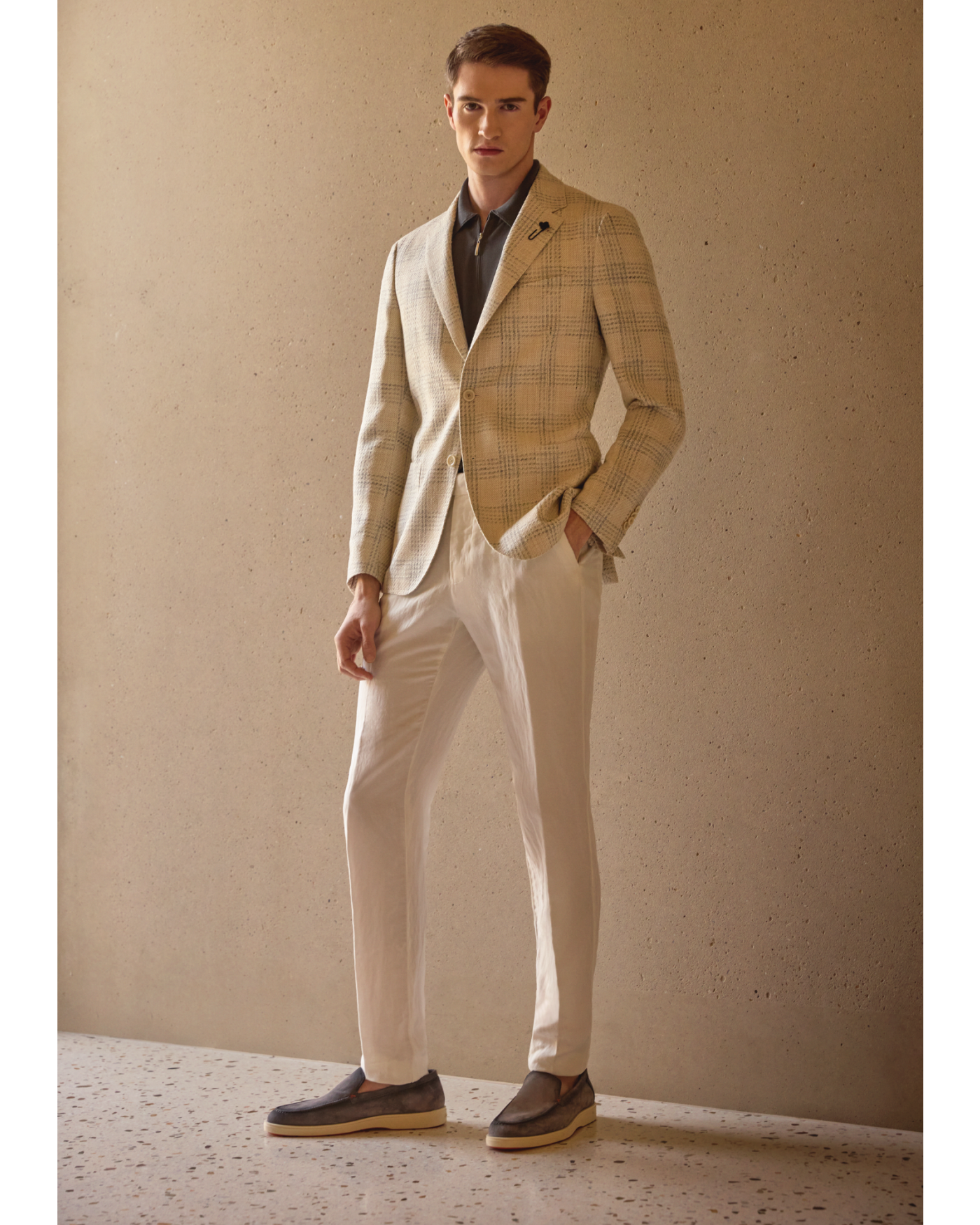 Lardini - Jacket silk linen cotton - Sand