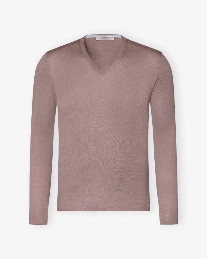 LES HOMMES D'AMSTERDAM LHDA - V-neck virgin wool - Greige