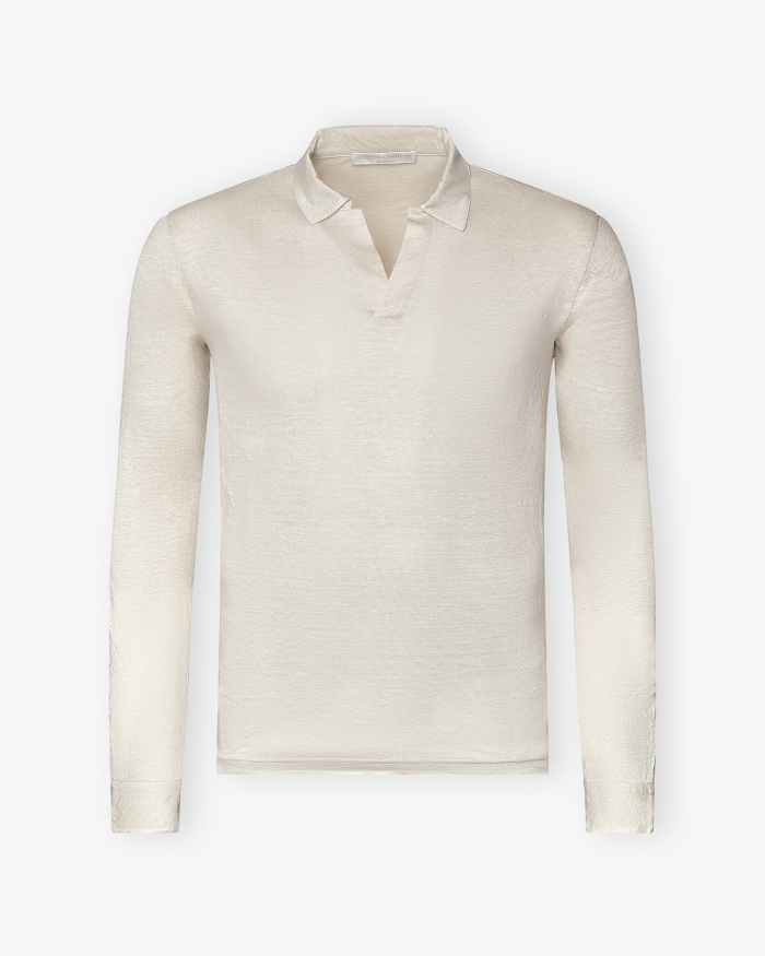 LES HOMMES D'AMSTERDAM LHDA - Polo long sleeve - Linen - Sand