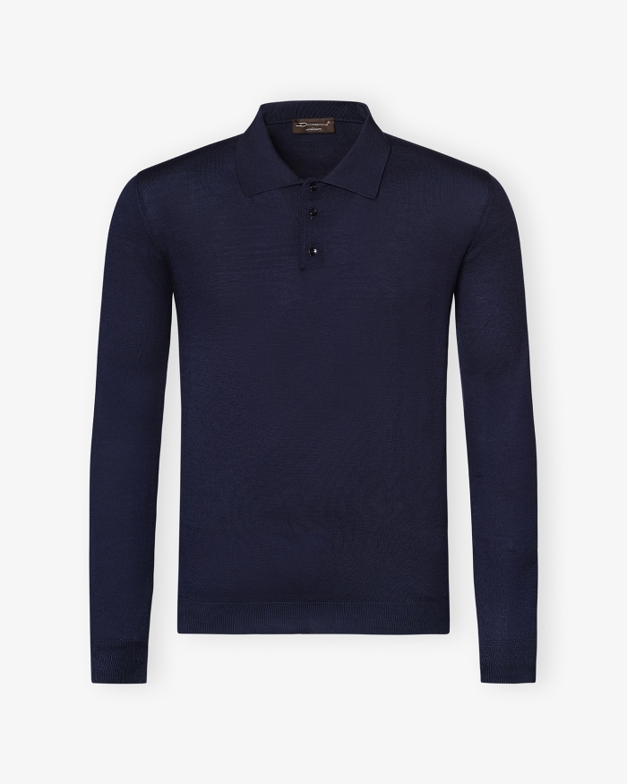 DORIANI CASHMERE Doriani Cashmere - Polo long sleeve fine wool - Navy