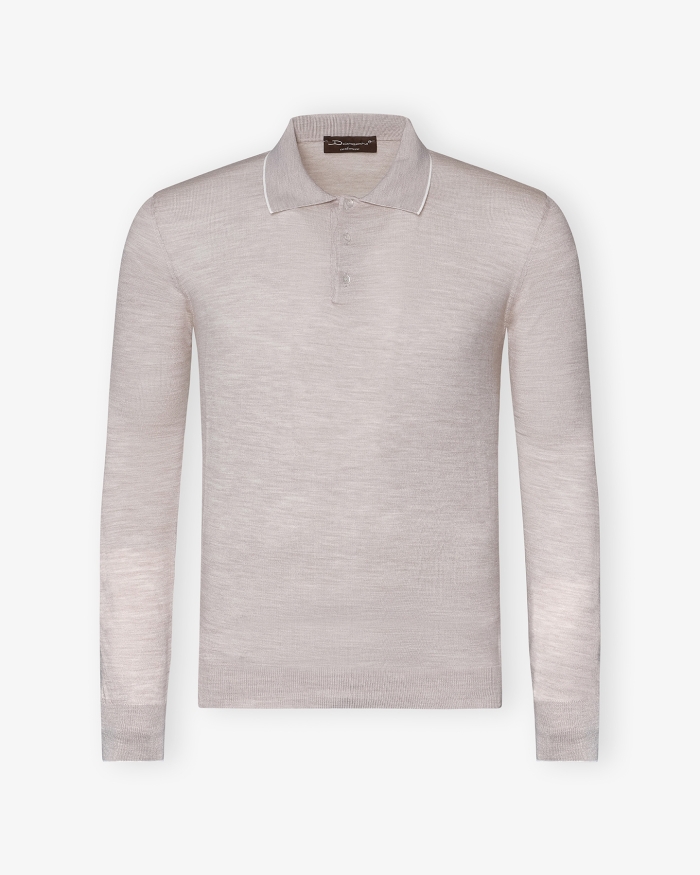 DORIANI CASHMERE Doriani Cashmere - Polo long sleeve fine wool - Sand