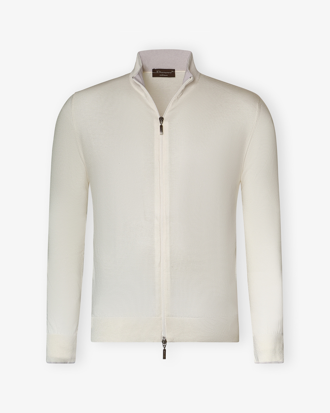 Doriani Cashmere - Full zip cotton cashmere silk - White