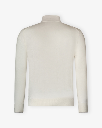 Doriani Cashmere - Full zip cotton cashmere silk - White