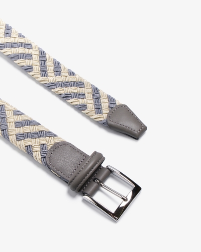 Kiton - Braided belt - Calfskin stretch - Ivory