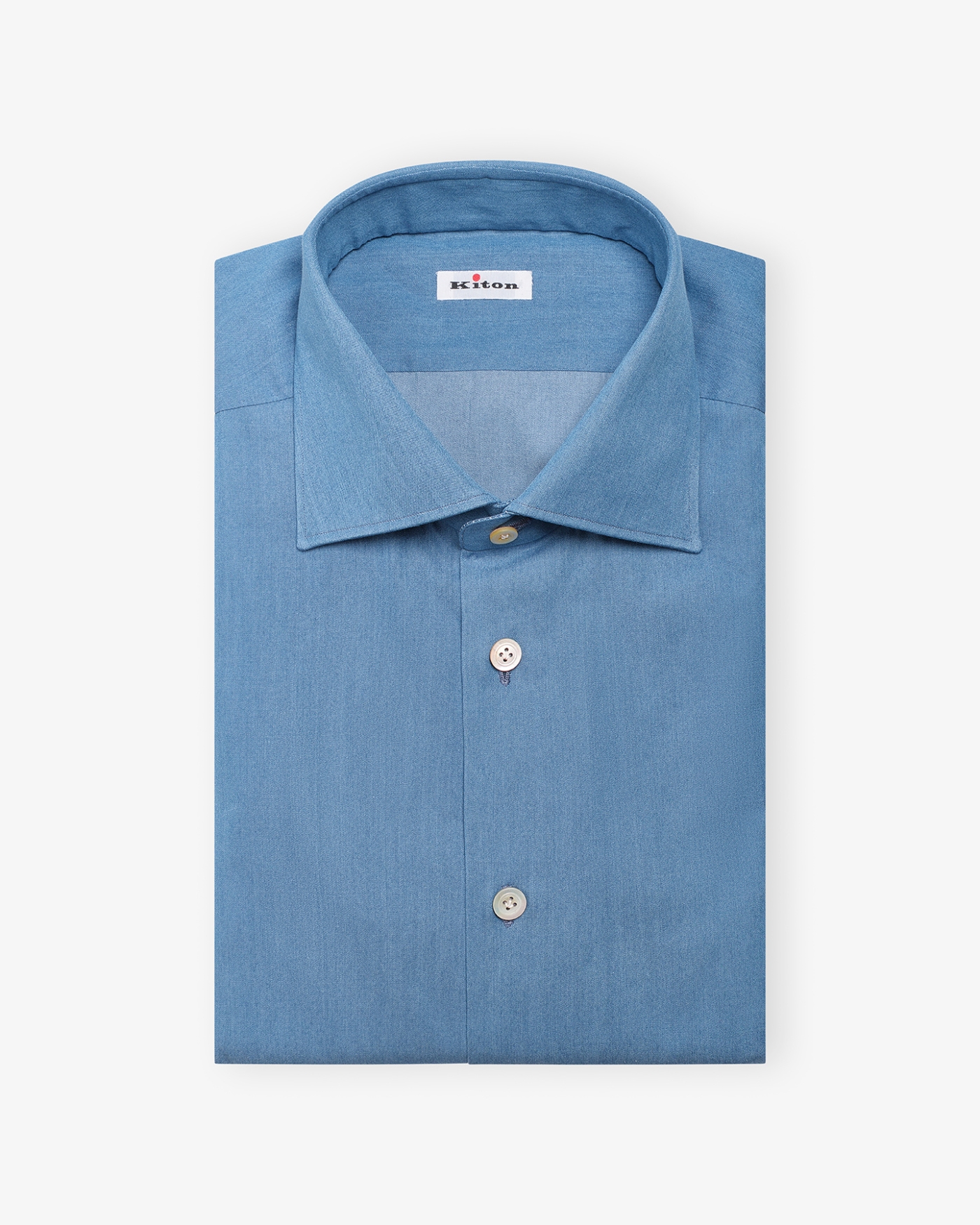 Kiton - Shirt cotton - Jeans blue