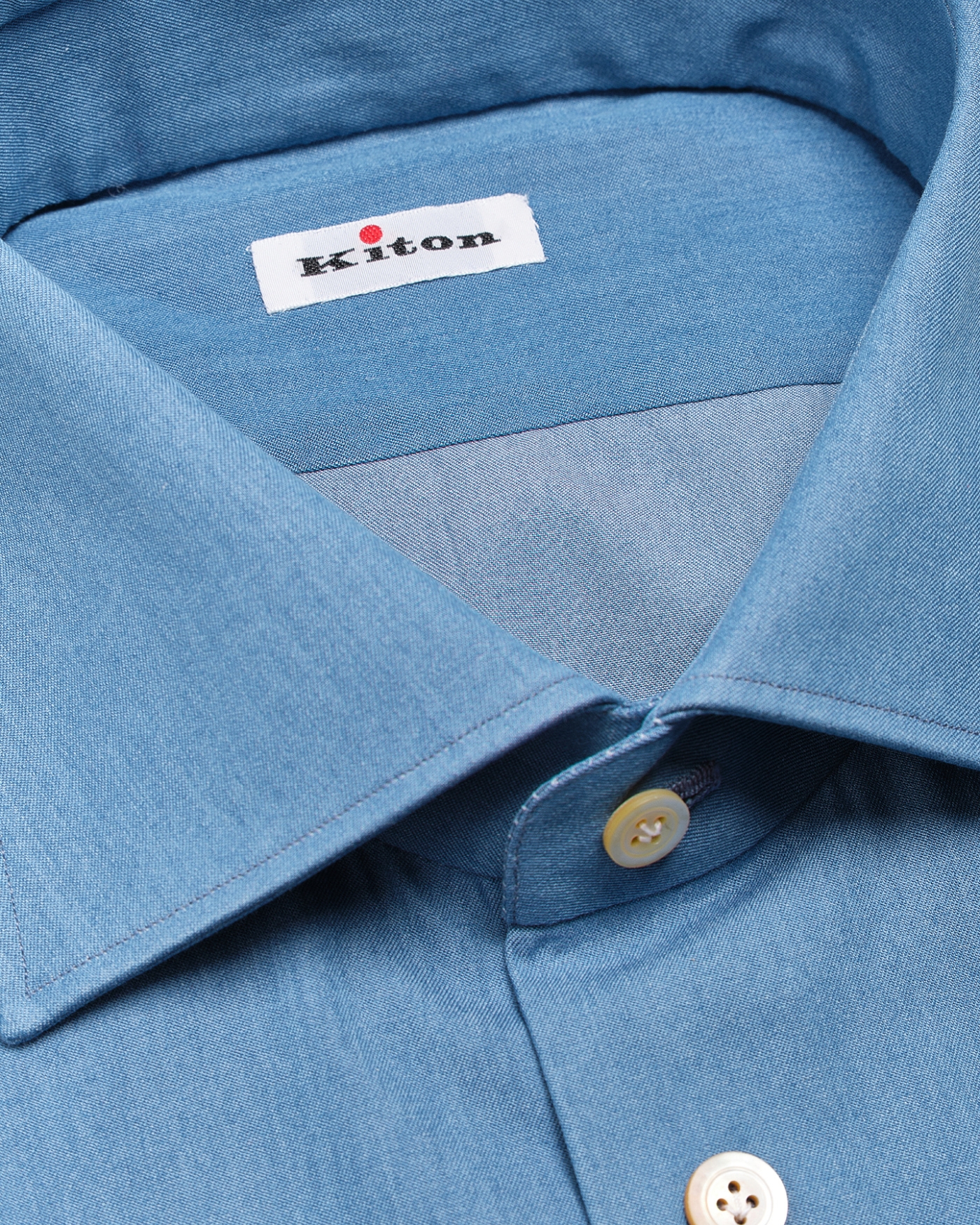 Kiton - Shirt cotton - Jeans blue