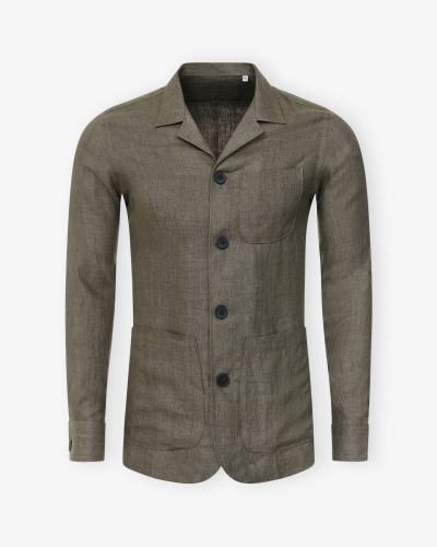 LHDA x Albini - Shirt jacket linen - Olive - Brown