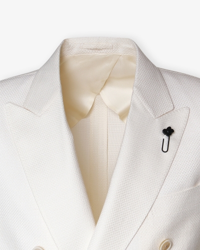 Lardini - Jacket double breasted wool silk - White