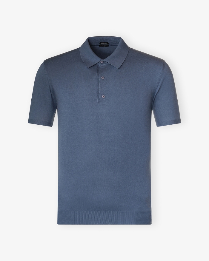 KITON Kiton - Polo short sleeve - Fine cotton - Azure powder