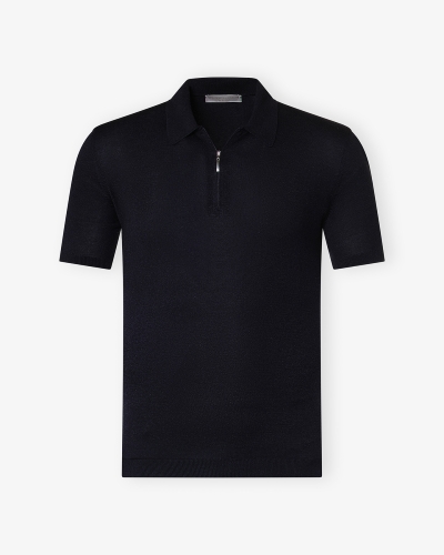 LHDA - Polo short sleeve half zip - Silk - Navy