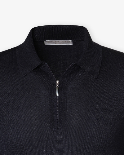 LHDA - Polo short sleeve half zip - Silk - Navy