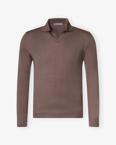 LHDA - Polo long sleeve - Virgin wool - Greige