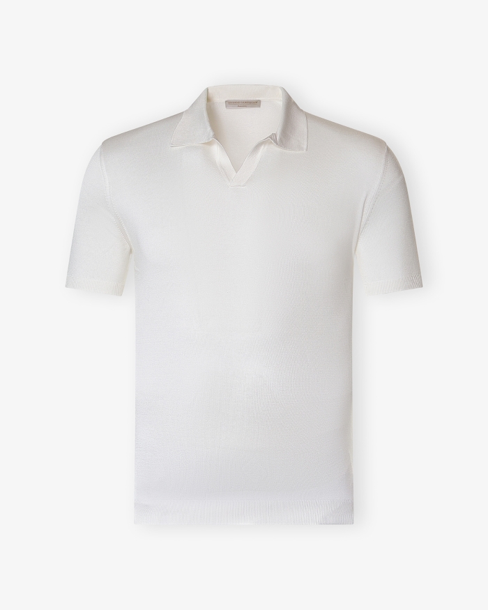 LES HOMMES D'AMSTERDAM LHDA - Polo short sleeve - Silk - White