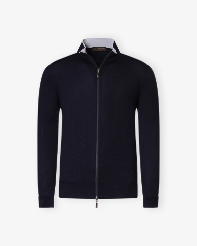 Doriani Cashmere - Full zip cotton cashmere silk - Navy