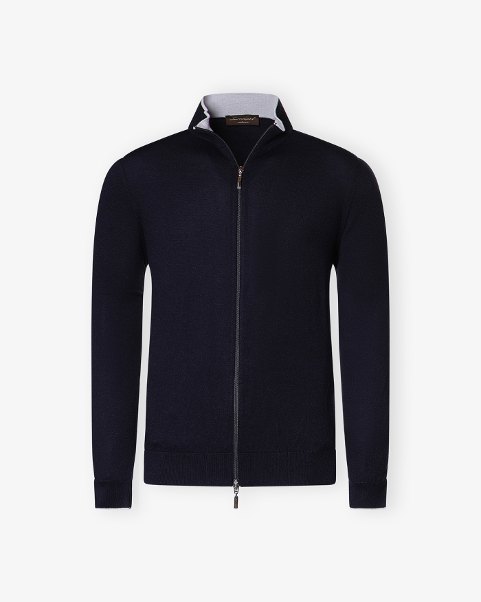 DORIANI CASHMERE Doriani Cashmere - Full zip cotton cashmere silk - Navy